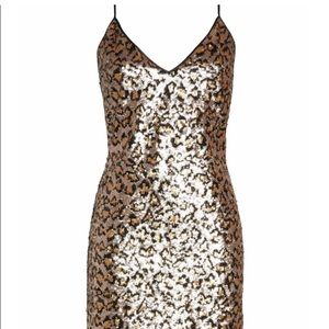 NWT BB Dakota Cass Animal Print Sequin Dress Sz6